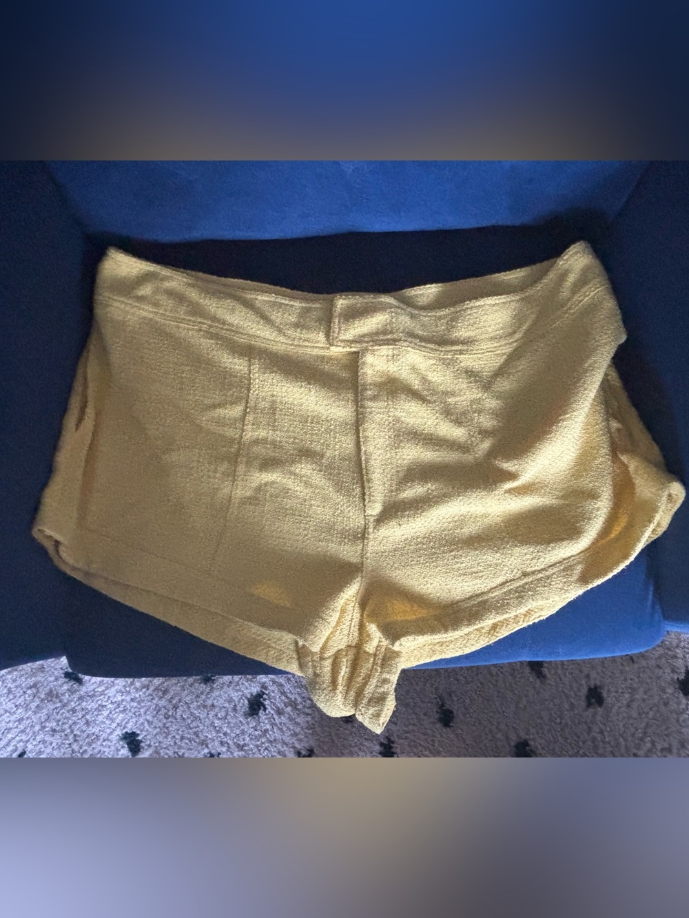 High-Rise Yellow Textured Women's Shorts